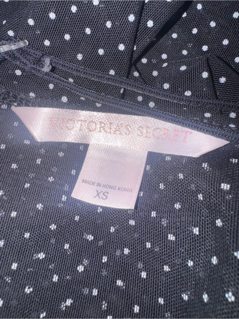 Victoria’s Secret Black Polka Dot Slip Dress with Pink Lace Trim